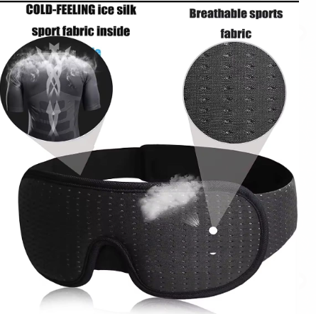 Mascarilla para dormir transpirable, memoria de fibra de carbono de bambú negro.